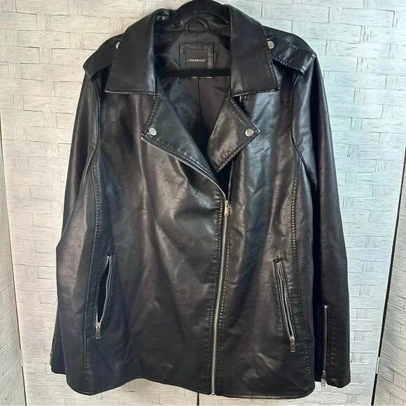 Lane Bryant Women’s moto faux leather jacket black bikercor streetwear plus size - Picture 2 of 11